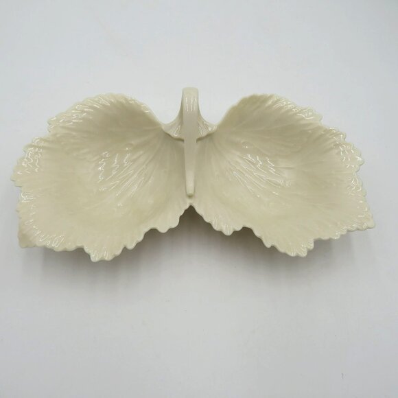 Lenox Other - Lenox Bowl Candy Dish Cream Leaf Shaped Ceramic Divided Made in USA